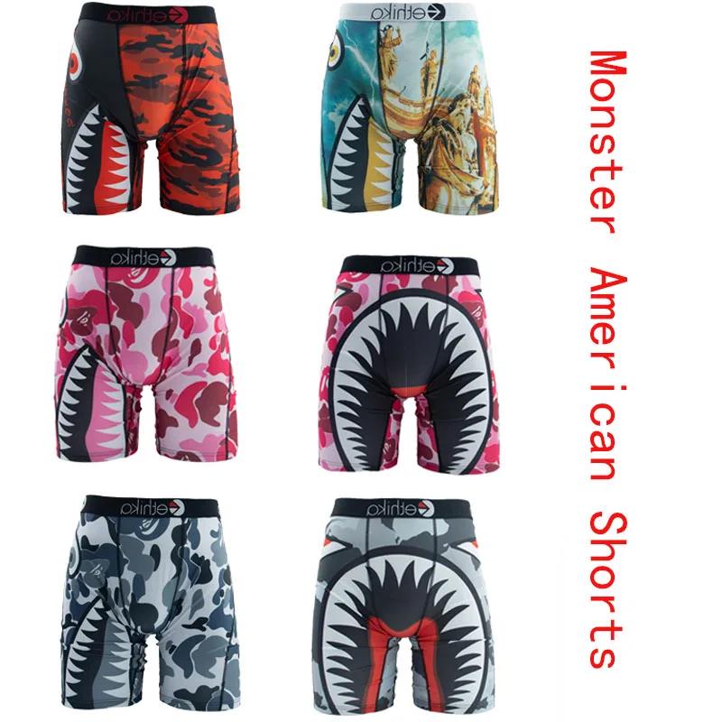 Monster American shorts personalized graffiti wear-resistant boxer briefs breathable printed sports sweat-absorbent
